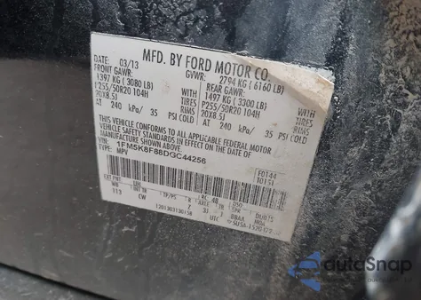 2013 Ford Explorer Limited z USA, uszkodzony, nr VIN 1FM5K8F88DGC44256